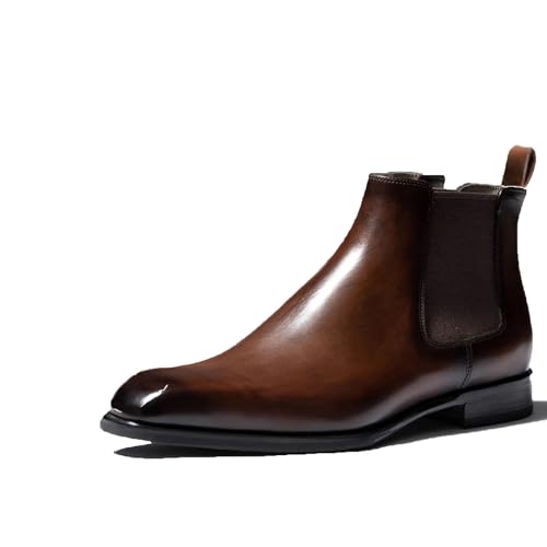 Braun,39 EU, Herren Chelsea Boots Leder Klassische Stiefel Stiefeletten Slip on Stiefel von Generic