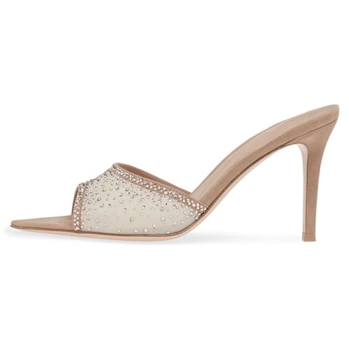 Braun,39 EU,Damen Stiletto High Heel Peep Pointed Toe Sandalen Pantoletten Schuhe Strass Mesh Hausschuhe Slingback Slip-on Abschlussball Party Kleid Heels Braun,39 EU,Damen Stiletto High Heel Peep Pointed Toe Sandalen Pantoletten Schuhe Strass Mesh Hausschuhe Slingback Slip-on Abschlussball Party Kleid Heels von Generic