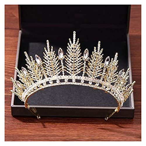 Braut Kristall Tiara Hochzeit Haarschmuck Krone Goldene Braut Diademe und Kronen Haarschmuck Goldene Hochzeit Tiara von Generic