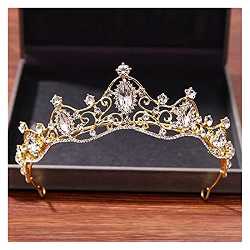 Braut Kristall Tiara Hochzeit Haarschmuck Krone Goldene Braut Diademe und Kronen Haarschmuck Goldene Hochzeit Tiara von Generic