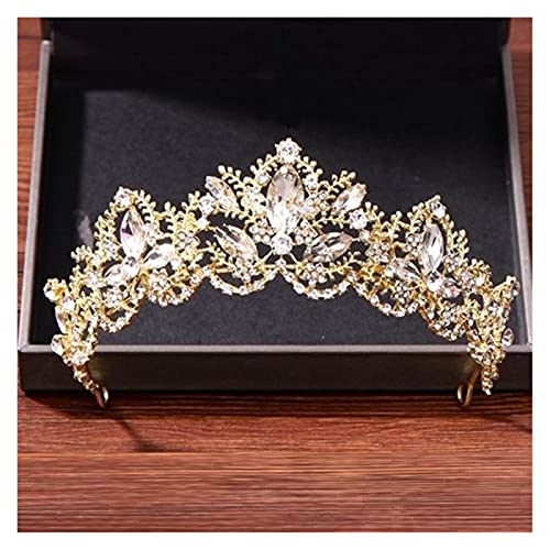 Braut Kristall Tiara Hochzeit Haarschmuck Krone Goldene Braut Diademe und Kronen Haarschmuck Goldene Hochzeit Tiara von Generic