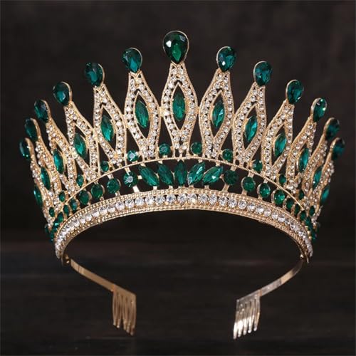 Braut Krone Tiara Kopfschmuck Braut Hochzeitskleid Haarschmuck Gold EN8 von Generic