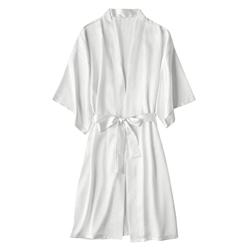 Braut-Morgenmantel Damen Satin Bademantel Kurz DüNn Leicht-Bademantel Langarm Nachtkleid V-Ausschnitt Nachthemd Damen Satin Kurz-NachtwäSche Mit GüRtel Saunamantel Seide-Nachthemden Pyjamas Braut-Morgenmantel Damen Satin Bademantel Kurz DüNn Leicht-Bademantel Langarm Nachtkleid V-Ausschnitt Nachthemd Damen Satin Kurz-NachtwäSche Mit GüRtel Saunamantel Seide-Nachthemden Pyjamas von Generic