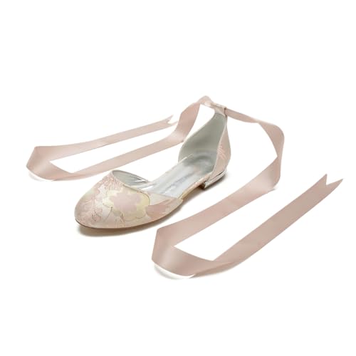 Brautschuhe/Flache Hochzeitsschuhe/Damen Flach/Partei Abendschuhe/Kleid Flach1.5Cm,Rosa,42 EU von Generic