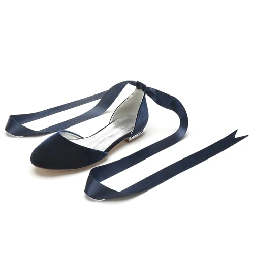 Brautschuhe/Hochzeitsschuhe Runde Zehe Flache Damen Schuhe Elegant Bridal Flach 1.5Cm,Dark Blue,43 EU Brautschuhe/Hochzeitsschuhe Runde Zehe Flache Damen Schuhe Elegant Bridal Flach 1.5Cm,Dark Blue,43 EU von Generic