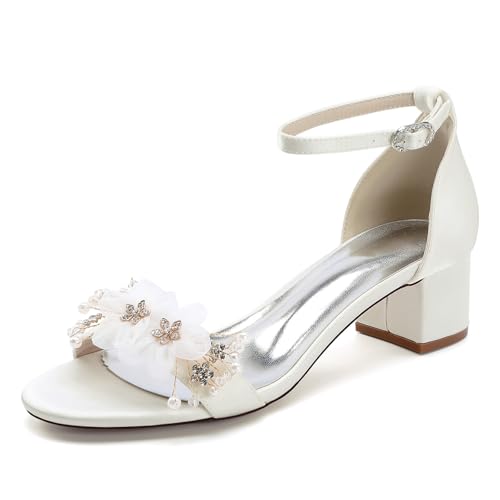 Brautschuhe Damen Absatz Sandalen Hochzeitsschuhe Damen Klassische Pumps Low Heels Peep Toe Blockabsatz 4.5Cm,Elfenbein,36 EU Brautschuhe Damen Absatz Sandalen Hochzeitsschuhe Damen Klassische Pumps Low Heels Peep Toe Blockabsatz 4.5Cm,Elfenbein,36 EU von Generic