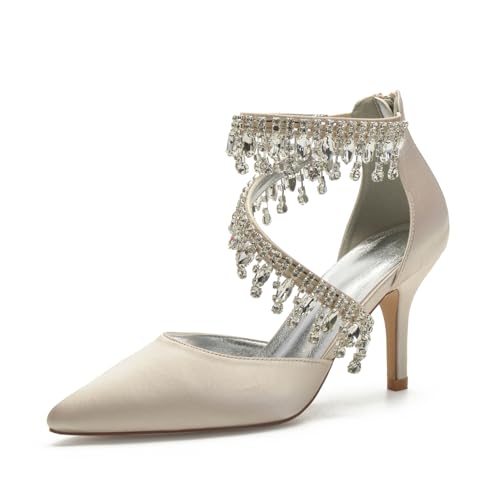 Brautschuhe Damenpumps 8Cm Absatz Spitz Zulaufender Zehenbereich Hochzeitsfeier Stiletto Schuhe Party Kleid Schuhe,Champagne,35 EU Brautschuhe Damenpumps 8Cm Absatz Spitz Zulaufender Zehenbereich Hochzeitsfeier Stiletto Schuhe Party Kleid Schuhe,Champagne,35 EU von Generic
