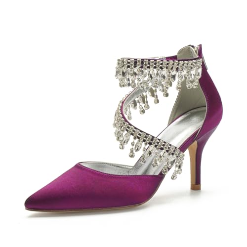 Brautschuhe Damenpumps 8Cm Absatz Spitz Zulaufender Zehenbereich Hochzeitsfeier Stiletto Schuhe Party Kleid Schuhe,Lila,38 EU Brautschuhe Damenpumps 8Cm Absatz Spitz Zulaufender Zehenbereich Hochzeitsfeier Stiletto Schuhe Party Kleid Schuhe,Lila,38 EU von Generic