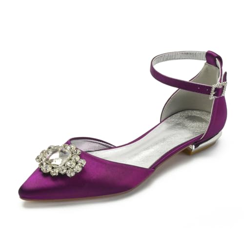 Brautschuhe Flache Satinschuhe Hochzeit Bridal Pointed Toe Flache Party Abendschuhe Hochzeitsschuhe 1.5Cm,Lila,40 EU Brautschuhe Flache Satinschuhe Hochzeit Bridal Pointed Toe Flache Party Abendschuhe Hochzeitsschuhe 1.5Cm,Lila,40 EU von Generic