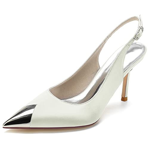 Brautschuhe Sexy Pointed Toe High Heel Sandalen Sommer Stiletto Damen Party Abendschuhe Hochzeitsschuhe 8.5Cm,Elfenbein,35 EU Brautschuhe Sexy Pointed Toe High Heel Sandalen Sommer Stiletto Damen Party Abendschuhe Hochzeitsschuhe 8.5Cm,Elfenbein,35 EU von Generic