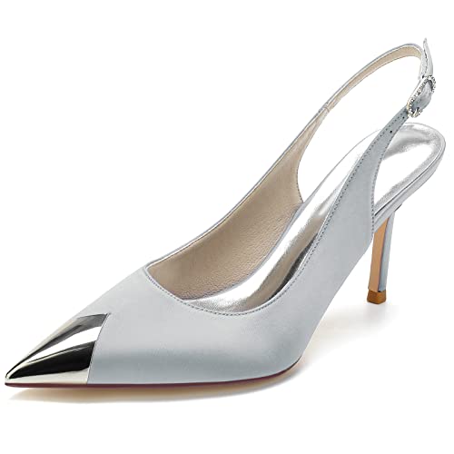 Brautschuhe Sexy Pointed Toe High Heel Sandalen Sommer Stiletto Damen Party Abendschuhe Hochzeitsschuhe 8.5Cm,Silber,36 EU Brautschuhe Sexy Pointed Toe High Heel Sandalen Sommer Stiletto Damen Party Abendschuhe Hochzeitsschuhe 8.5Cm,Silber,36 EU von Generic