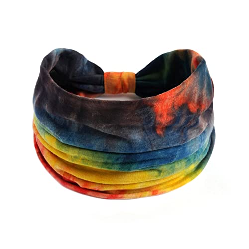 Breathable Headband for Unisex Women Casual Tie Dye Rainbow Color Extension Yoga Hair Band Sport Elastic Sweat-Absorbing Headband von Generic