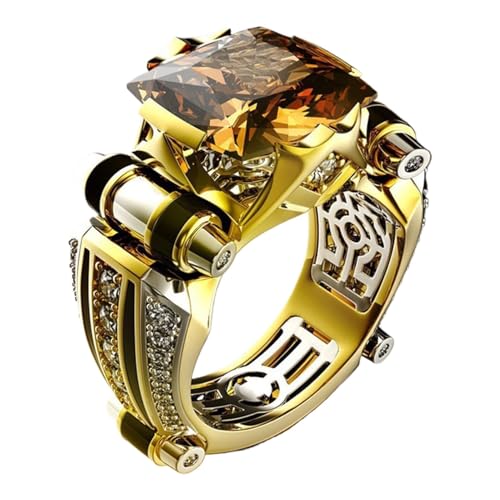 Breiter Ring mit Zirkoniasteinen, Vintage-Zirkonia-Ringe | Rechteckige Kupferringe mit Zirkoniasteinen, Vintage-Charme für Verabredungen, Partys, Jubiläen, UN, Zirkonia aus Kupferlegierung, Siehe von Generic