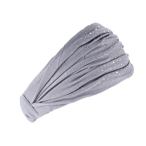 Breites Kopftuch Kopfbedeckung Beanie Glitzerndes Jersey Bandana mit Strasssteinen(Gray) von Generic