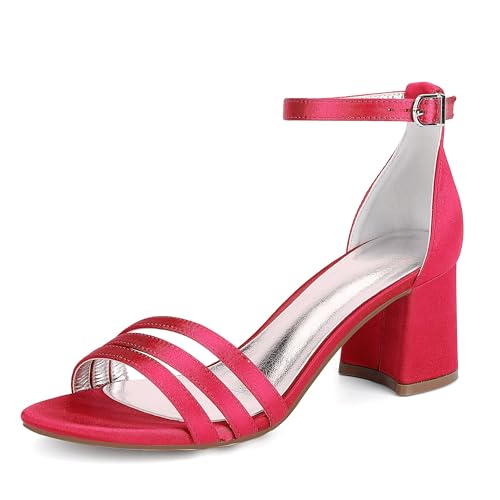 Bridal Hochzeitsschuhe Klassische Sandalen Damen Absatz Peeptoes Hochzeit Pumps Elegant Bridal Chunky Heel 6.5Cm,Rot,36 EU Bridal Hochzeitsschuhe Klassische Sandalen Damen Absatz Peeptoes Hochzeit Pumps Elegant Bridal Chunky Heel 6.5Cm,Rot,36 EU von Generic
