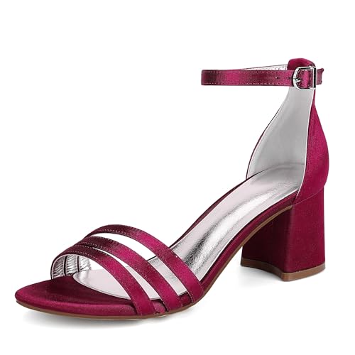 Bridal Hochzeitsschuhe Klassische Sandalen Damen Absatz Peeptoes Hochzeit Pumps Elegant Bridal Chunky Heel 6.5Cm,Wine red,41 EU Bridal Hochzeitsschuhe Klassische Sandalen Damen Absatz Peeptoes Hochzeit Pumps Elegant Bridal Chunky Heel 6.5Cm,Wine red,41 EU von Generic