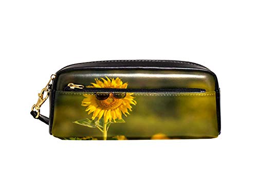 Briefpapier Tasche Sonnenblume Mit Sonnenbrille Federmappe Tragbar Pencil Case Mit Reißverschluss Stiftetasche Griff Für Teenager Mädchen Erwachsene von Generic