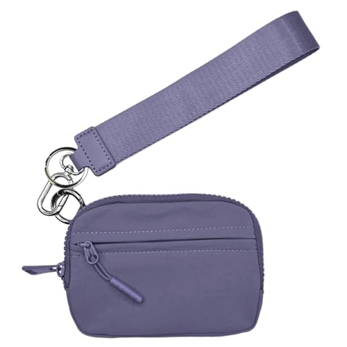 Brieftasche Brieftasche – Schlüsselbund für Damen, Ringgeldbörse | Elegante Kreditkartengeldbörse aus wasserdichtem Nylon, kompaktes Kartenetui mit Reißverschluss, blasslila, Se référer au descriptif von Generic