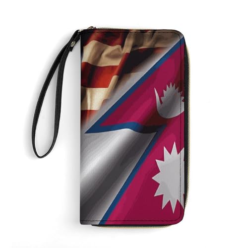 Brieftasche Kombinierte Nepalesische Und Us-Flagge Handtaschen Tragbare Portmonee Printmotiv Geldbeute Für Frauen, Mutter, Tochter von Generic