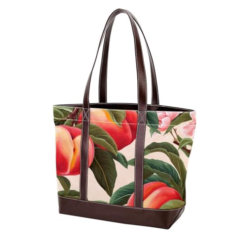 Bright Peaches-1409 modische gewaschene strapazierfähige Leder-Geldbörse für Damen, mit Tragegriff oben, mit Taschen, Reißverschluss, Mehrfarbig 08, 33.8x12x31cm/13.3x4.7x12.2 in von Generic
