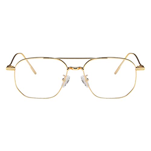 Brille Autofahren Nacht Retro übergroße unregelmäßige polarisierte Sonnenbrille für Damen Herren Vintage Shades Lichtschutz Klassische große Metall-Sonnenbrille Brille Herren Sonne (Gold, One Size) von Generic