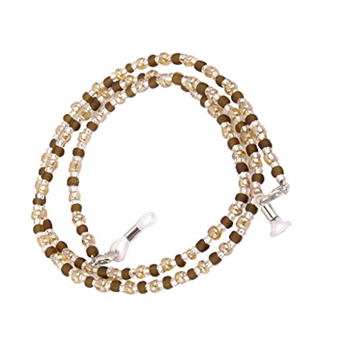 Brillenkette mit braunen und hellgelben Perlen – verstellbares Brillenband aus Kunststoff für Sonnenbrillen und Brillen – 56 cm Länge, siehe abbildung, One size von Generic