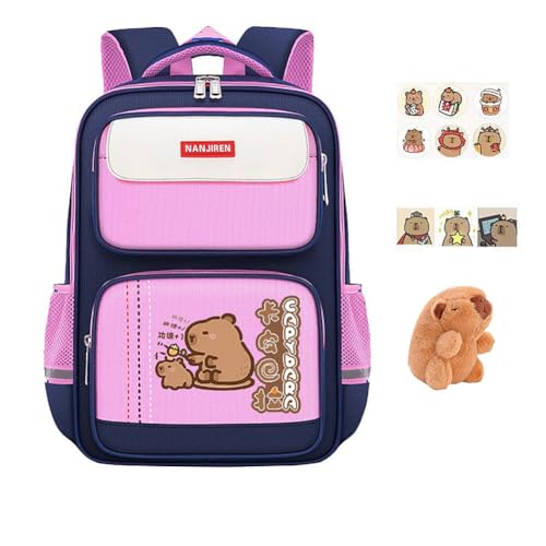 Britischer Stil Grundschulschüler Schultasche 3-6 Klassen Jungen und Mädchen Capybara Schultasche mit großem Fassungsvermögen,Pink 1 Britischer Stil Grundschulschüler Schultasche 3-6 Klassen Jungen und Mädchen Capybara Schultasche mit großem Fassungsvermögen,Pink 1 von Generic