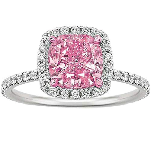 Bronzebeschichteter S925 Silber Diamantring, 8mm Quadrat Cubic Zirkonia CZ Eternity Verlobungsring Ehering Ring Schmuck von Generic
