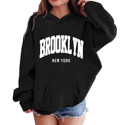 Brooklyn Kapuzenpullover Für Mädchen Mode Buchstaben Drucke Oversize Pullover Sweatshirt mit Kapuzen Langarm Kapuzenpulli Sweatshirt Kinder Pulli Hoodie Oberteile für 2-13 Jahre von Generic