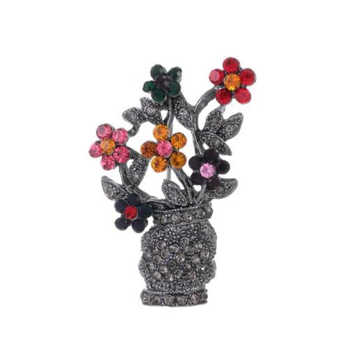 Brosche 1 Stück Cartoon Blumenkorb Strass Brosche Damen Anzug Kleid Accessoires Pin Corsage Antik Silber von Generic