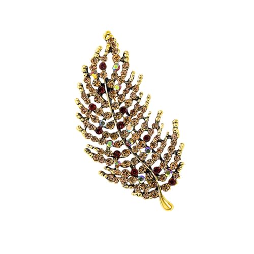 Brosche 1 Stück Durchbrochenes Blatt Strass Brosche Damen Kleid Anzug Accessoires Corsage Kaffee Farbe von Generic