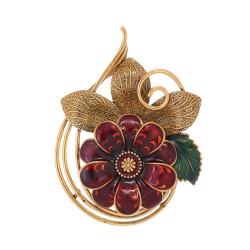 Brosche 1 Stück Emaille Blumenbrosche Damen Anzug Kleid Accessoires Corsage Rot von Generic