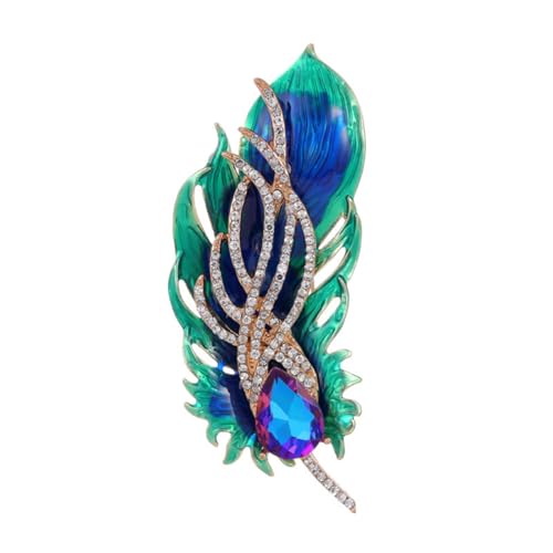 Brosche 1 Stück Legierung Pfau Feder Brosche Damen Kleid Anzug Accessoires Pin Corsage Blau von Generic