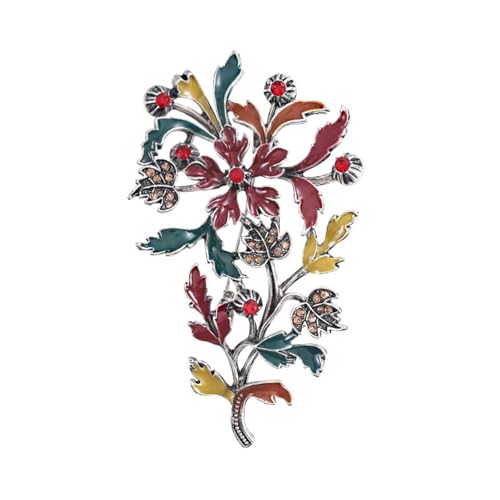 Brosche 1 Stück Öl Farbe Blatt Legierung Blume Brosche Damen Mantel Kleid Accessoires Corsage Rot von Generic