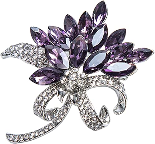 Brosche Blütenblatt Orchidee Lila Kristall Strass Brosche Geschenk Schmuck Hochzeit Braut für Frauen und Mädchen von Generic