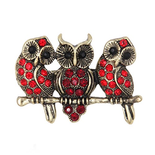 Brosche Eule Damen Strass bedeckt Schals Schal Clip Rot Premium-Qualität von Generic