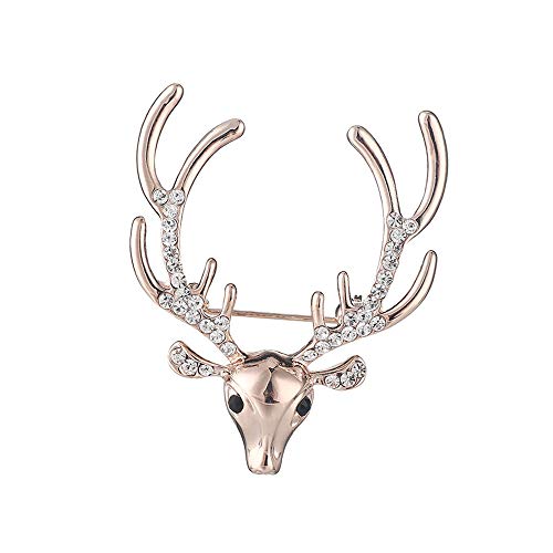 Brosche für Damen, Weihnachten, Elch, Brosche, Strass, bedeckt, Broschen, Schal, Clip, für Damen, goldfarben von Generic