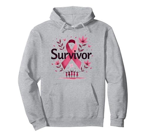 Brustkrebs-Survivor Sweatshirt für Damen, inspirierend Pullover Hoodie, Unisex für Erwachsene, Grau Meliert, M von Generic