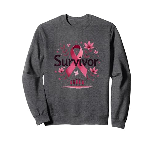 Brustkrebs-Survivor Sweatshirt für Damen, inspirierend Sweatshirt, Unisex für Erwachsene, Anthrazit Meliert, XXL von Generic