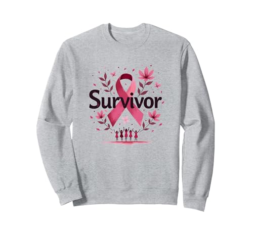 Brustkrebs-Survivor Sweatshirt für Damen, inspirierend Sweatshirt, Unisex für Erwachsene, Grau Meliert, M von Generic