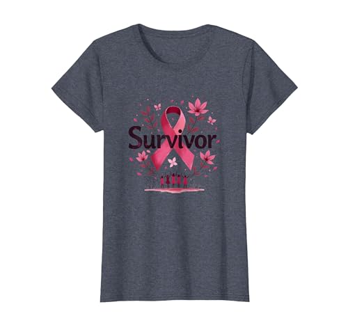 Brustkrebs-Survivor Sweatshirt für Damen, inspirierend T-Shirt, Damen, Blau Meliert, XS von Generic