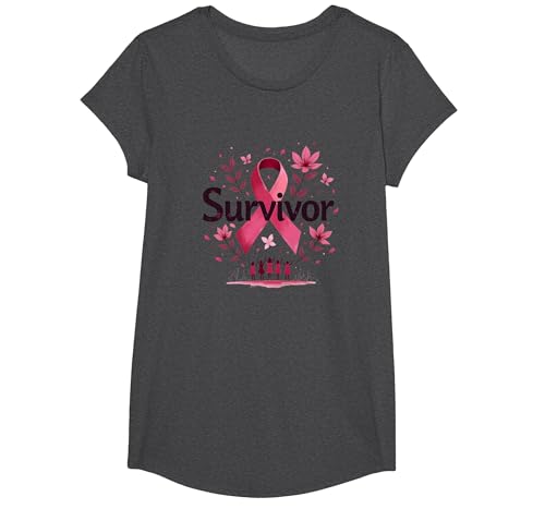 Brustkrebs-Survivor Sweatshirt für Damen, inspirierend T-Shirt, Girls, Anthrazit Meliert, XS von Generic