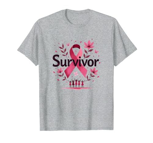Brustkrebs-Survivor Sweatshirt für Damen, inspirierend T-Shirt, Herren, Grau Meliert, 6XL von Generic