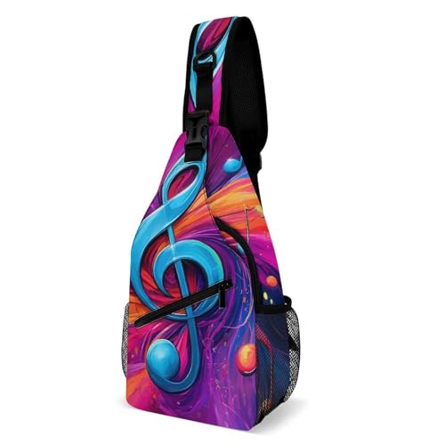 Brusttasche Abstrakte Musiknoten Anti-Diebstahl Rucksack Tragbare Sporttasche Für Sport Herren Damen 19X39Cm von Generic