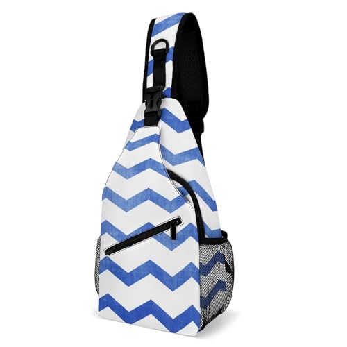 Brusttasche Blauer Meereswellen-Hintergrund Stylisch Umhängetasche Anti-Diebstahl Sporttasche Für Reisen Herren Sportlich 19X39Cm von Generic