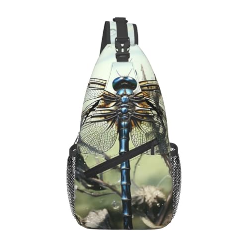 Brusttasche Moderne Libelle Anti-Diebstahl Sling Rucksack Polyester Umhängetasche Für Wandern Einkaufen Herren 19X39Cm von Generic