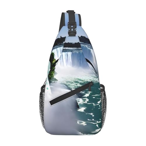 Brusttasche Niagara Fall Druck Tragbare Casual Daypack Elegant Crossbody Bags Für Laufen Sportlich Herren 19X39Cm von Generic