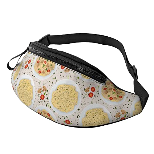 Brusttasche Pasta-Lebensmittelmuster, Waist Fanny Pack Atmungsaktiv Lauftasche Verstellbarer Damen Bauchtasche Für Spazieren Hundetraining Laufen von Generic