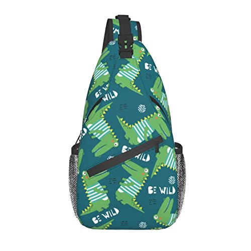 Brusttasche Süße Dinosaurier Mit Gestreifter Kleidung Crossbody Wasserdicht Leichte Chest Herren, Für Outdoor, Fitness, Radfahren von Generic