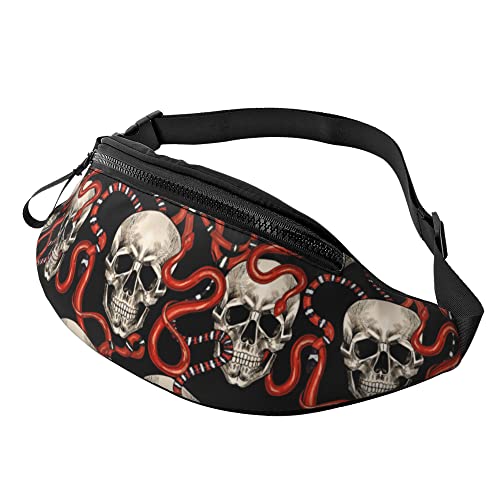 Brusttasche Totenköpfe Rote Schlangen, Damen Bauchtasche Multifunktionale Gurttasche Mit Reißverschluss Hüfttasche Für Running Fitness Laufen von Generic